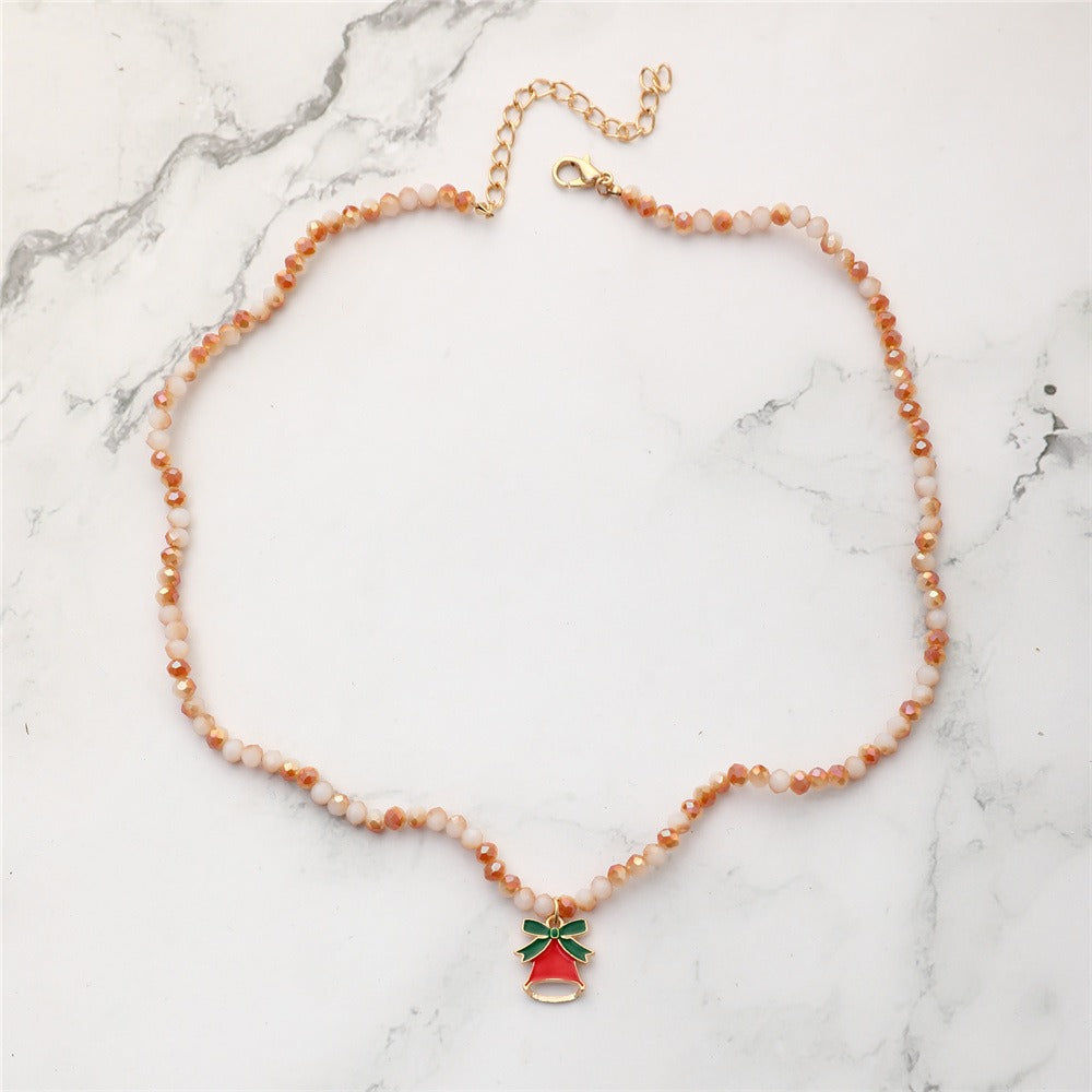 Christmas Necklace Santa Claus Little Snowman Elk Pendant Rice Bead Necklace Christmas Gift