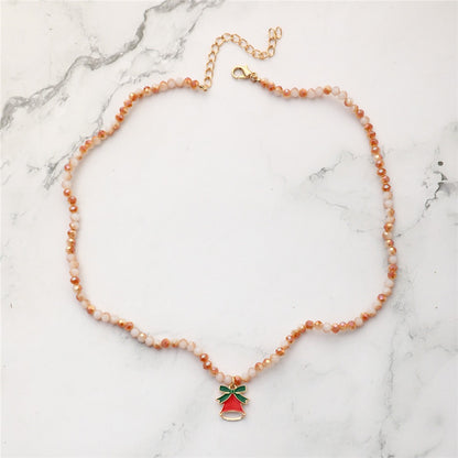 Christmas Necklace Santa Claus Little Snowman Elk Pendant Rice Bead Necklace Christmas Gift